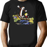 Funny Calvin and Hobbes Premium Heavyweight Cotton T-Shirt - Black