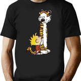 Funny Calvin and Hobbes (2) Premium Heavyweight Cotton T-Shirt - Black