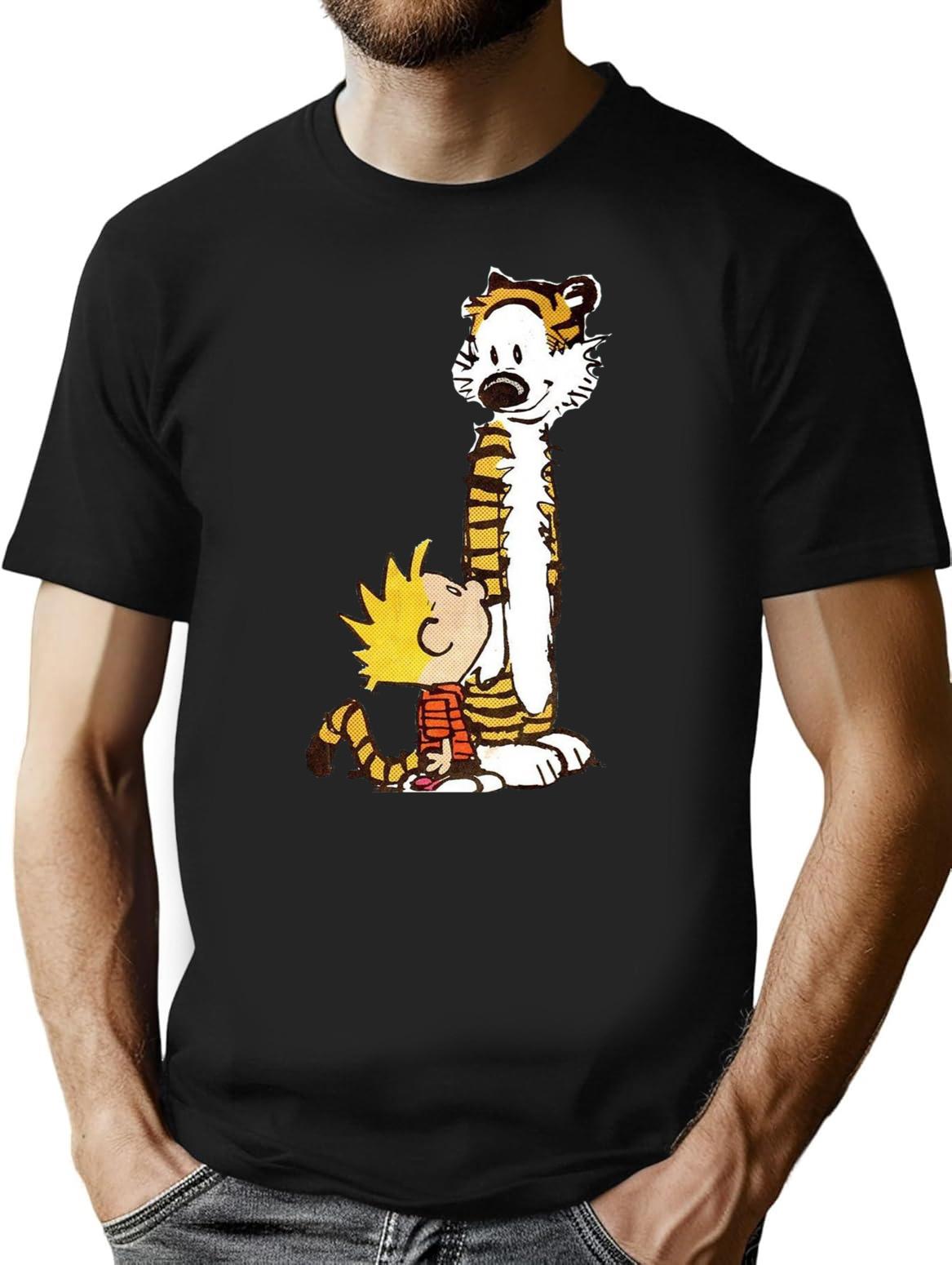 Funny Calvin and Hobbes (2) Premium Heavyweight Cotton T-Shirt - Black
