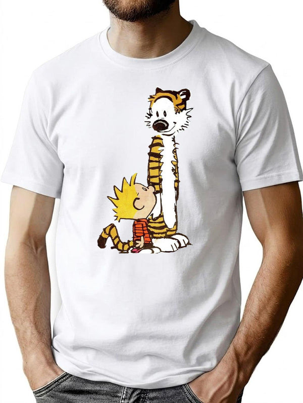Funny Calvin and Hobbes (2) Premium Heavyweight Cotton T-Shirt - White
