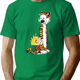 Funny Calvin and Hobbes (2) Premium Heavyweight Cotton T-Shirt - Green