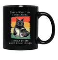 Funny Cat And Books T-Shirt Black Coffee Mug, Gift Coffee Mug - Black