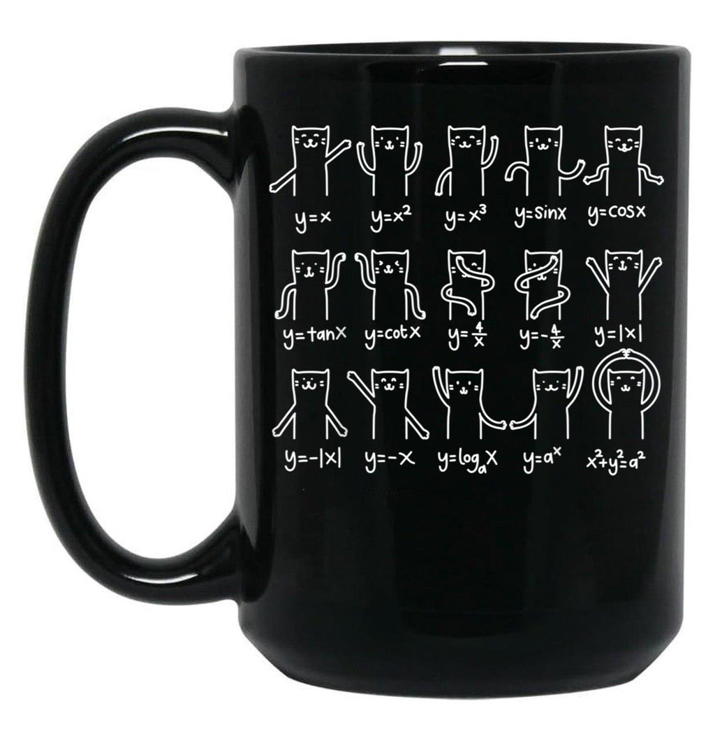 Funny Cat And Math Cat And Algebra Lover Black Coffee Mug, Gift Coffee Mug