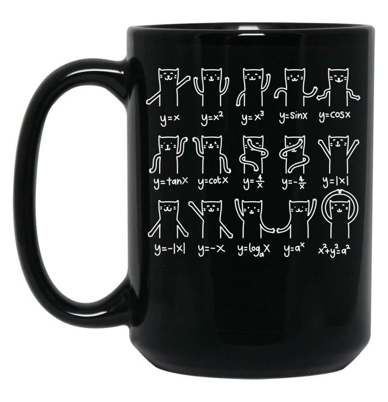 Funny Cat And Math Cat And Algebra Lover Black Coffee Mug, Gift Coffee Mug