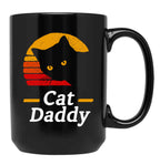 Funny Cat Daddy Vintage Cat Dad Gift Black Coffee Mug, Gift Coffee Mug