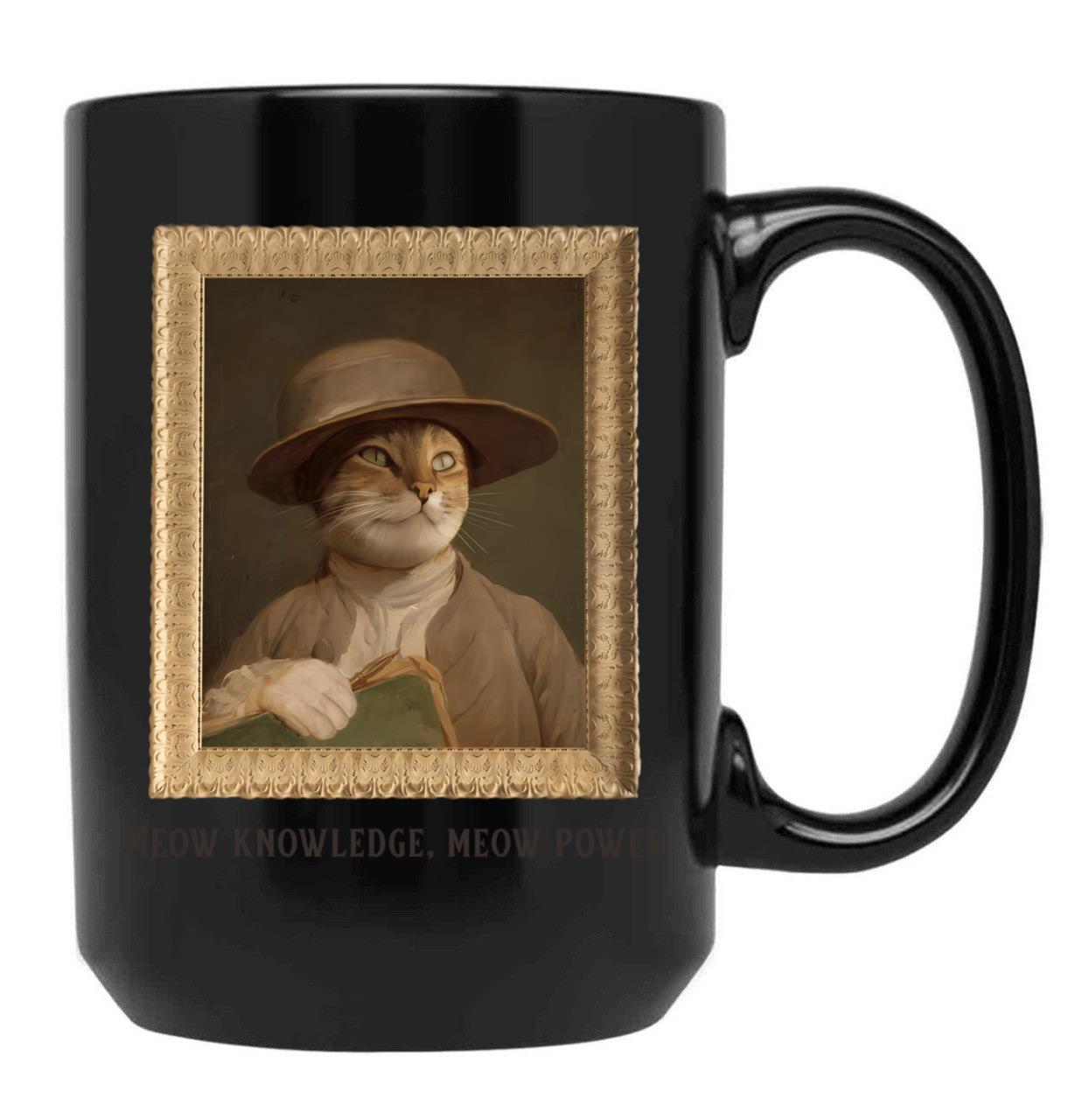Funny Cat Black Coffee Mug, Gift Coffee Mug