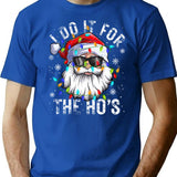Funny Christmas Santa Claus I Do It For The Hos Cute Xmas T-Shirt for Men & Women, T-Shirts Graphic Tee - Blue