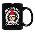 Funny Christmas Snitches Get Stitches Black Coffee Mug, Gift Coffee Mug - Black