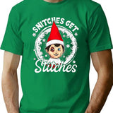 Funny Christmas Snitches Get Stitches Premium Heavyweight Cotton T-Shirt - Green