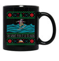 Funny Christmas Surfing Santa Hawaiian Ugly Christmas Black Coffee Mug, Gift Coffee Mug - Black