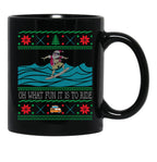 Funny Christmas Surfing Santa Hawaiian Ugly Christmas Black Coffee Mug, Gift Coffee Mug - Black