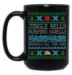 Funny Christmas Surfing Surf Board Ugly Christmas Xmas Black Coffee Mug, Gift Coffee Mug