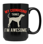 Funny Coonhound Black Coffee Mug, Gift Coffee Mug