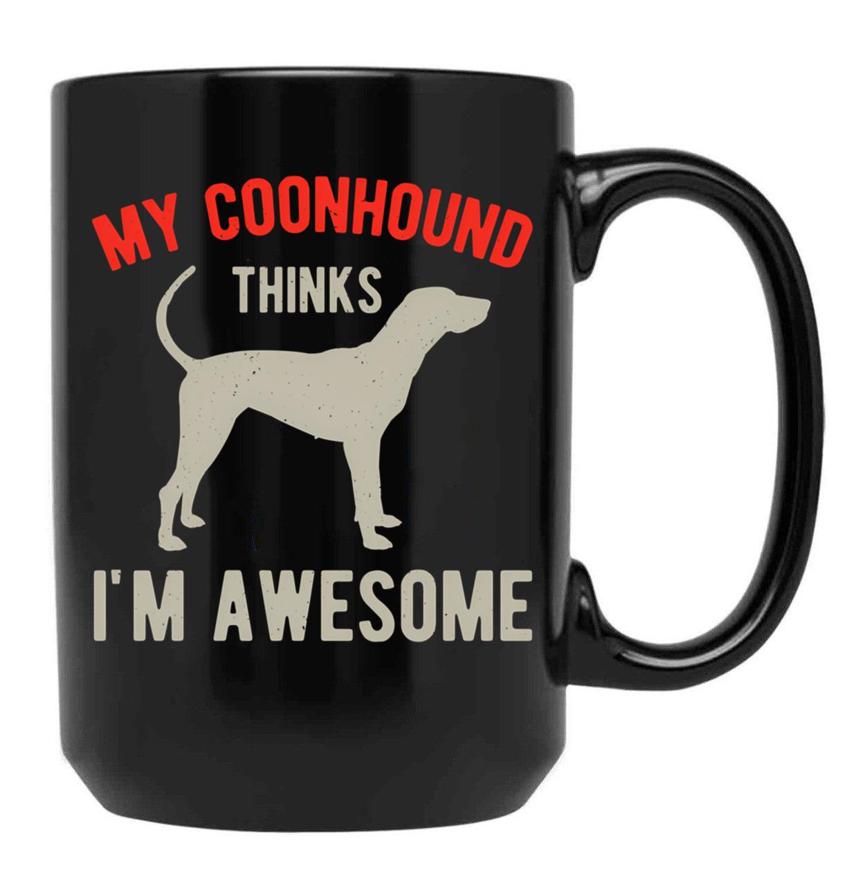 Funny Coonhound Black Coffee Mug, Gift Coffee Mug