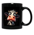 Funny Cow Big Eyes Portrait Black Coffee Mug, Gift Coffee Mug - Black