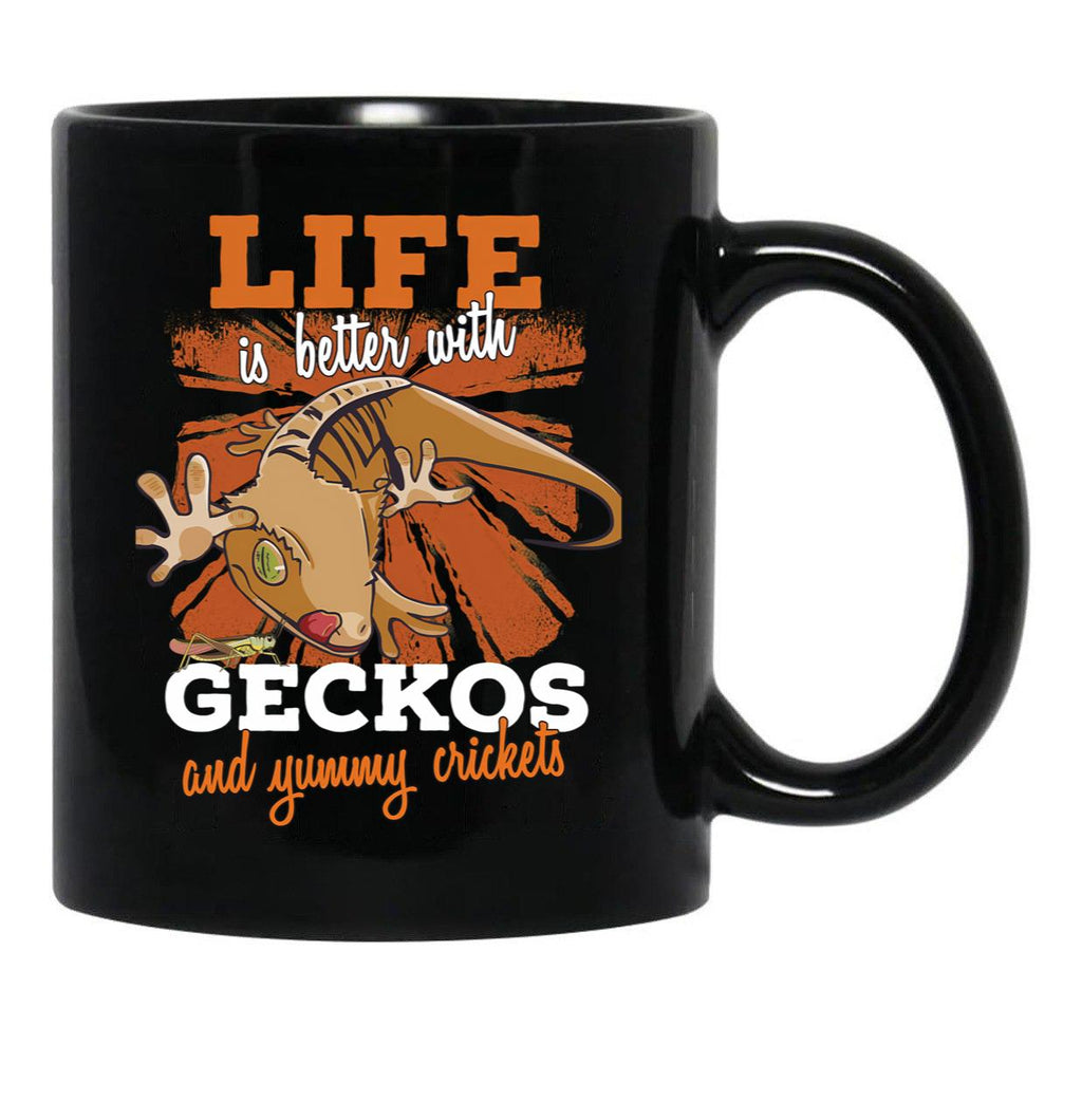 Funny Crested Gecko Gift Art Black Coffee Mug, Gift Coffee Mug - Black