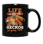 Funny Crested Gecko Gift Art Black Coffee Mug, Gift Coffee Mug - Black