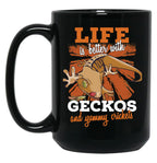Funny Crested Gecko Gift Art Black Coffee Mug, Gift Coffee Mug