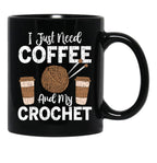 Funny Cute Crochet Black Coffee Mug, Gift Coffee Mug - Black