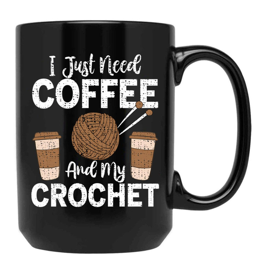 Funny Cute Crochet Black Coffee Mug, Gift Coffee Mug