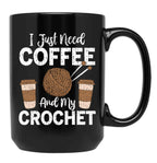 Funny Cute Crochet Black Coffee Mug, Gift Coffee Mug