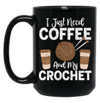 Funny Cute Crochet Black Coffee Mug, Gift Coffee Mug