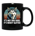 Funny Cute Siberian Husky Dog Glitter Black Coffee Mug, Gift Coffee Mug - Black