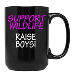 Funny Design For Mom Of Boys Support Wildlife Black Coffee Mug, Gift Coffee Mug