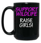 Funny Design For Mom Of Girls Support Wildlife Black Coffee Mug, Gift Coffee Mug