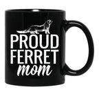 Funny Distressed Retro Vintage Ferret Mom Black Coffee Mug, Gift Coffee Mug - Black