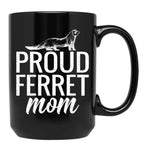 Funny Distressed Retro Vintage Ferret Mom Black Coffee Mug, Gift Coffee Mug