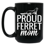 Funny Distressed Retro Vintage Ferret Mom Black Coffee Mug, Gift Coffee Mug
