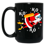Funny Diving H2O H2O H2O Santa Black Coffee Mug, Gift Coffee Mug