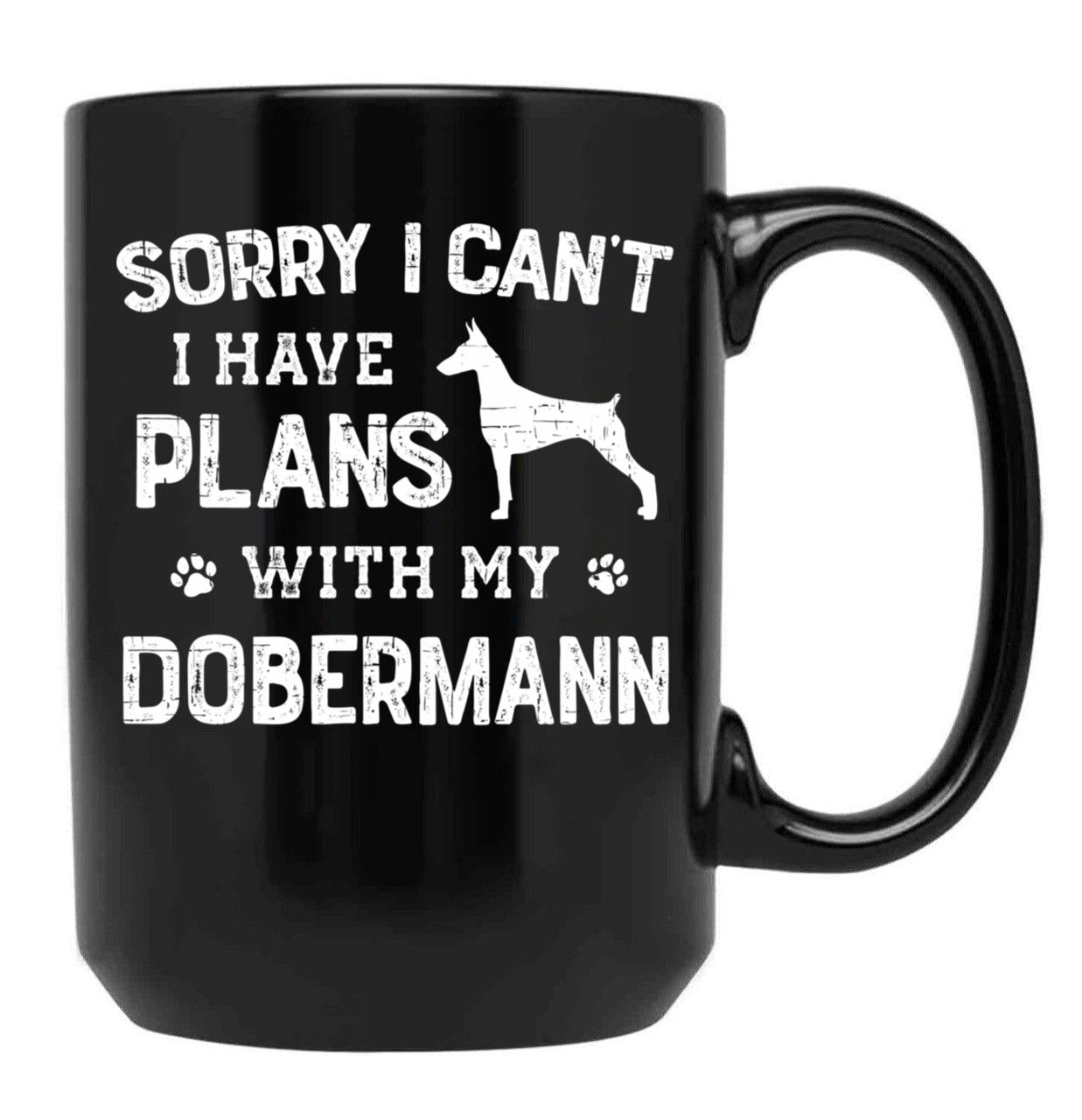 Funny Doberman Humor Black Coffee Mug, Gift Coffee Mug