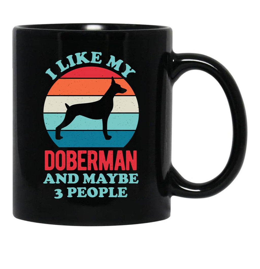 Funny Doberman Black Coffee Mug, Gift Coffee Mug - Black