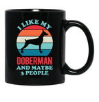 Funny Doberman Black Coffee Mug, Gift Coffee Mug - Black