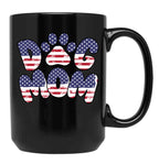 Funny Dog Mom Usa Flag Black Coffee Mug, Gift Coffee Mug