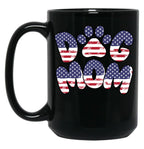 Funny Dog Mom Usa Flag Black Coffee Mug, Gift Coffee Mug