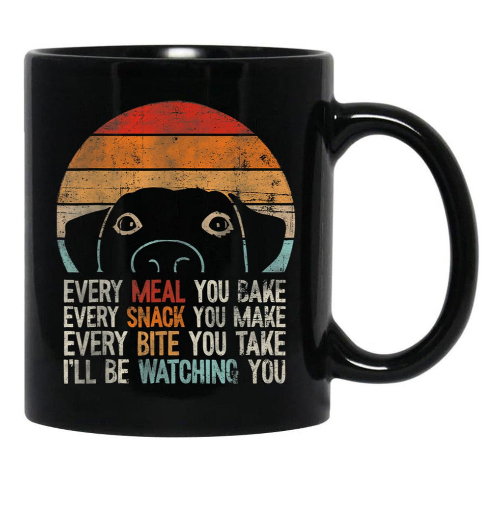 Funny Dog Retro Dog Tee I'Ll Be Watching You Dog Black Coffee Mug, Gift Coffee Mug - Black