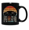 Funny Dog Retro Dog Tee I'Ll Be Watching You Dog Black Coffee Mug, Gift Coffee Mug - Black