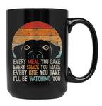 Funny Dog Retro Dog Tee I'Ll Be Watching You Dog Black Coffee Mug, Gift Coffee Mug