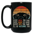 Funny Dog Retro Dog Tee I'Ll Be Watching You Dog Black Coffee Mug, Gift Coffee Mug