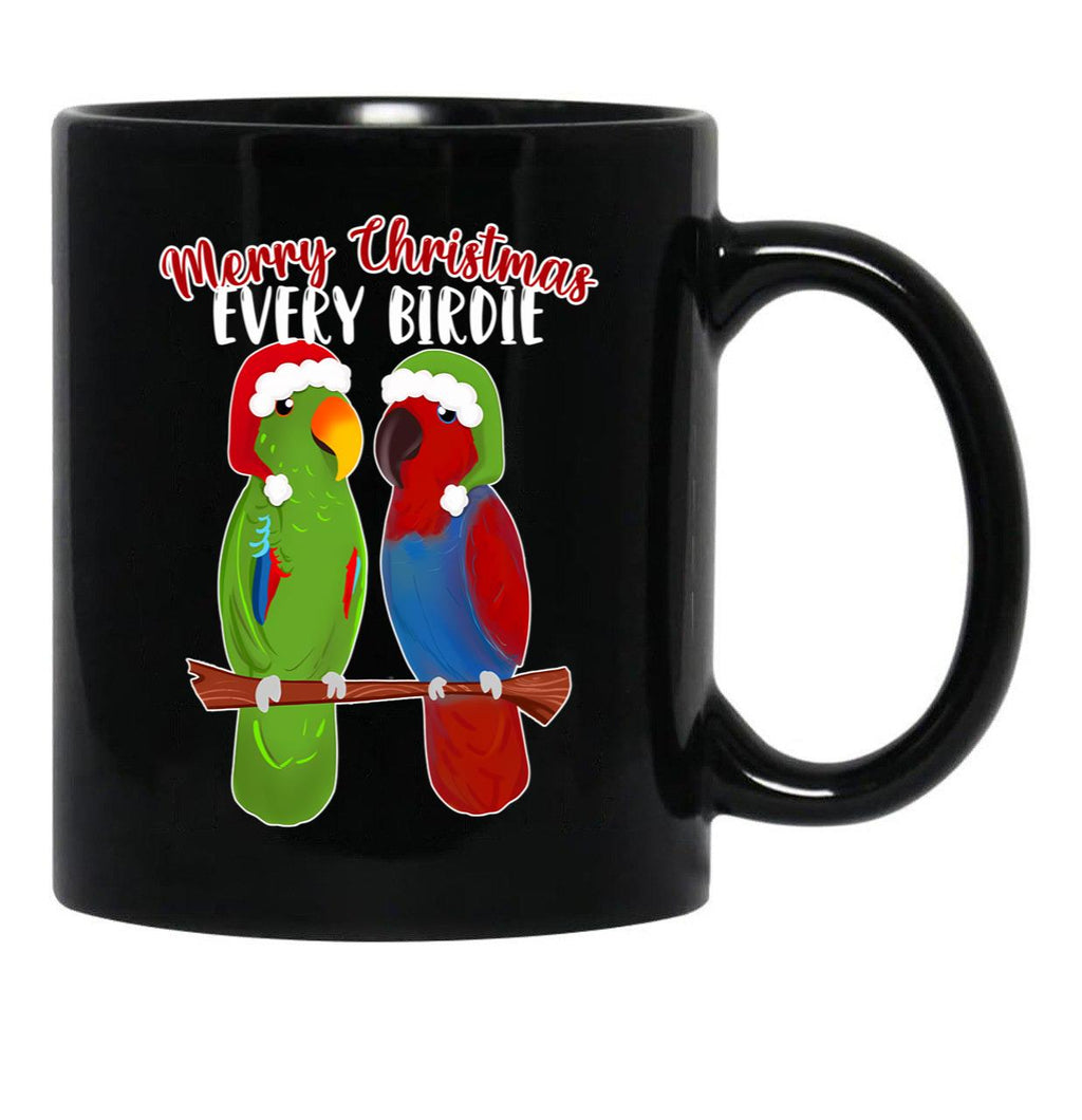 Funny Eclectus Merry Christmas Every Birdie Black Coffee Mug, Gift Coffee Mug - Black