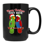 Funny Eclectus Merry Christmas Every Birdie Black Coffee Mug, Gift Coffee Mug