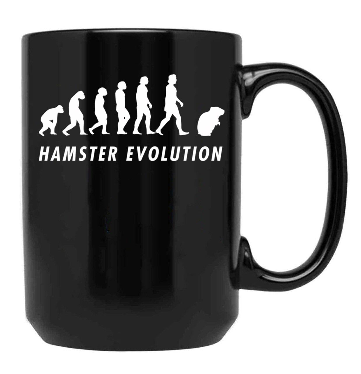 Funny Evolution Hamster Mom Black Coffee Mug, Gift Coffee Mug
