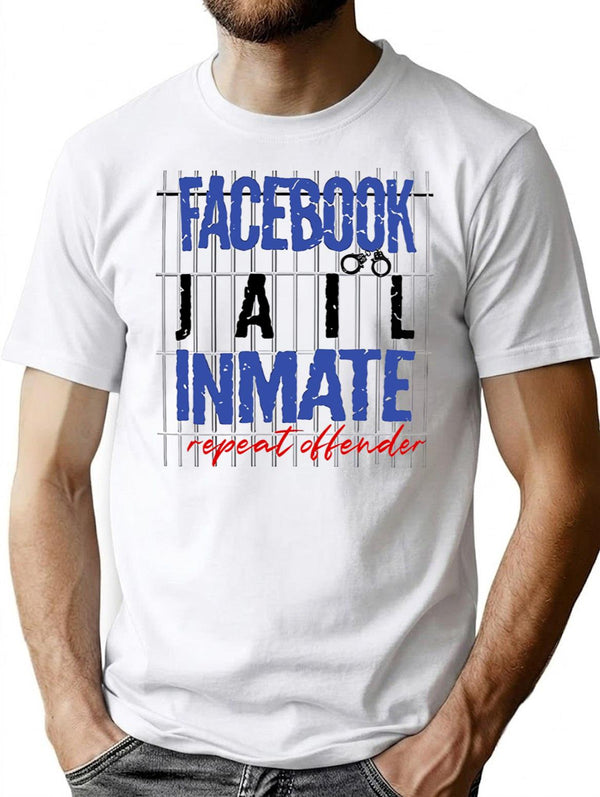 Funny Facebook Jail Inmate Repeat Offender Premium Heavyweight Cotton T-Shirt - White