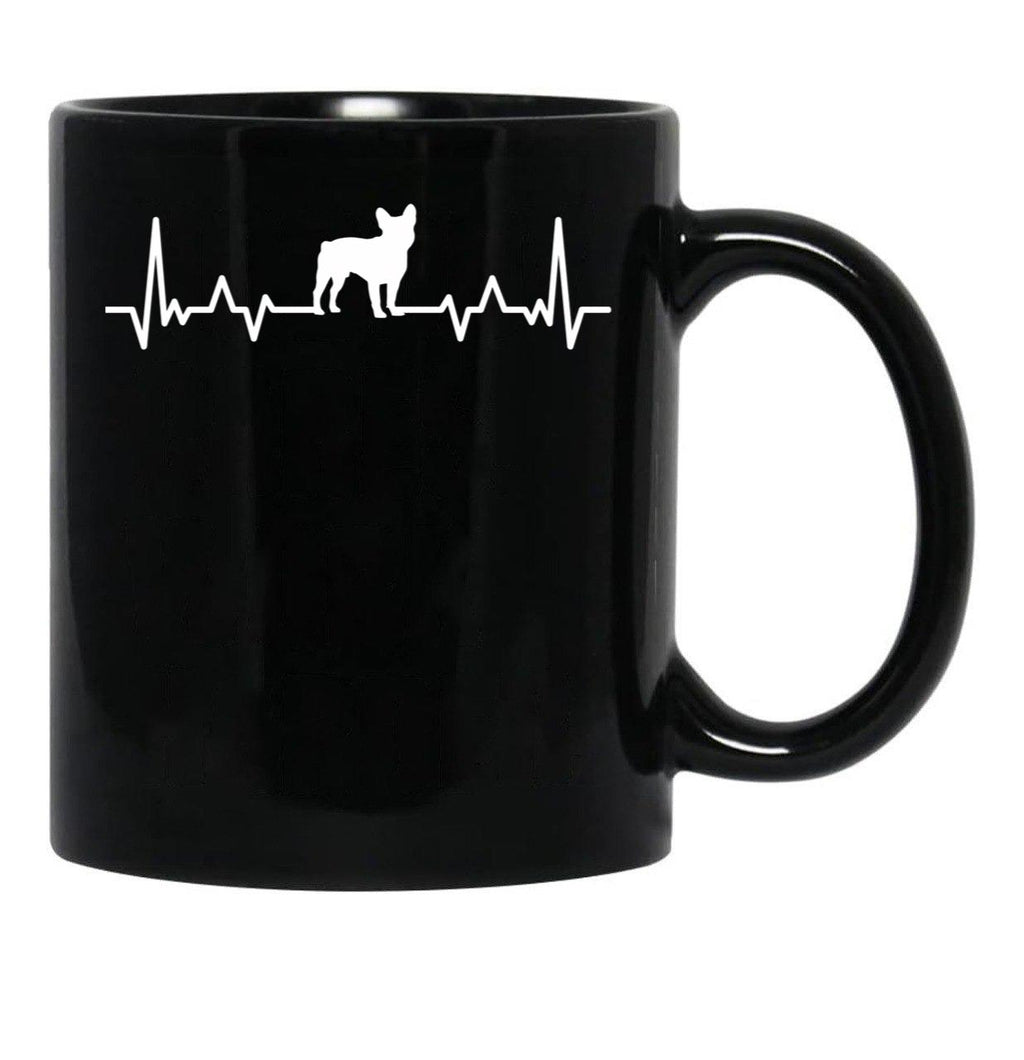 Funny French Bulldog Heartbeat Black Coffee Mug, Gift Coffee Mug - Black