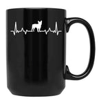Funny French Bulldog Heartbeat Black Coffee Mug, Gift Coffee Mug