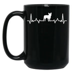 Funny French Bulldog Heartbeat Black Coffee Mug, Gift Coffee Mug