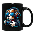 Funny Gamer Dog In Sunglasses And Headphones Black Coffee Mug, Gift Coffee Mug - Black